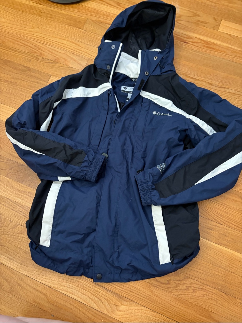 Columbia Navy, Black and White Men's Hooded Raincoat